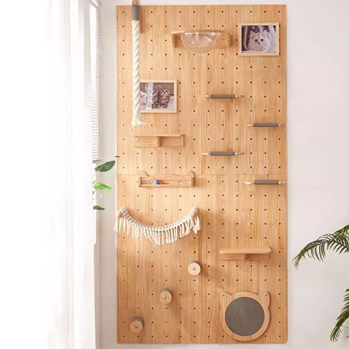 Wandmontiertes Katzenklettergerüst, Katze Wandelement, Lochbrett-Katzenwandset, Kostenlose DIY-Kombination(Size:Style4) von Pucaru