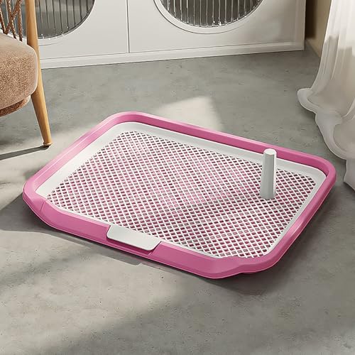 Welpen-Hundetöpfchen-Tablett, Hundetoilette mit Abnehmbarem Pfosten, Mesh-Traininghundeklo, für Hunde und Katzen im Innenbereich (Color : Pink) von Pucaru