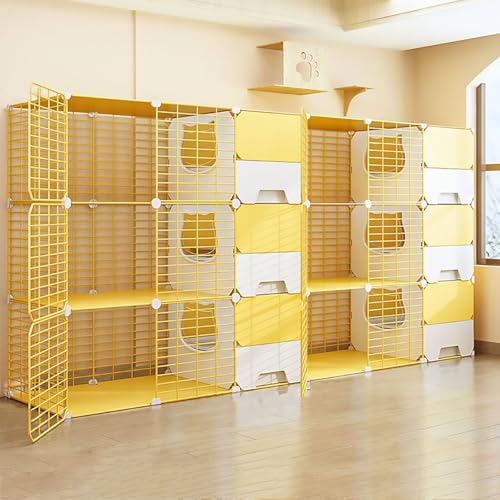 Pucaru Zuchtkatzenkäfig, Katzengehege, Abnehmbarer Haustierlaufstall, Geschlossene Katzentoilette, Geeignet für Familien, Katzencafés, Katzenzucht(210x45x105cm) von Pucaru