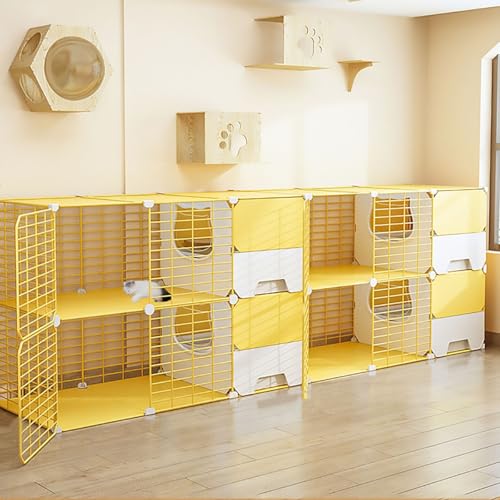 Pucaru Zuchtkatzenkäfig, Katzengehege, Abnehmbarer Haustierlaufstall, Geschlossene Katzentoilette, Geeignet für Familien, Katzencafés, Katzenzucht(210x45x70cm) von Pucaru