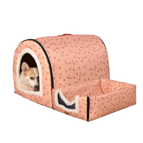 Faltbares Katzenhöhlen-Bettzelt für kleine bis große Katzen im Innenbereich, waschbar, doppelseitig, weiches Kissen, rutschfeste Unterseite, Haustierweste von Puco