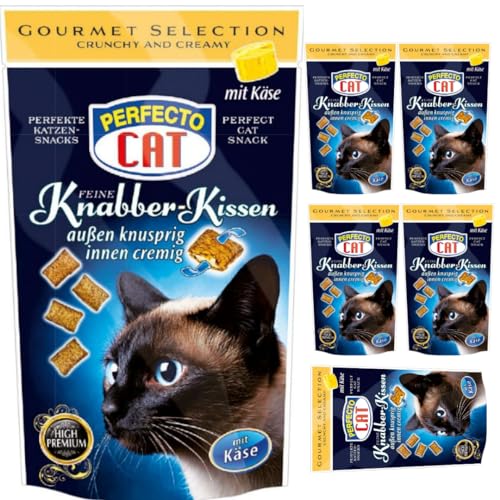 Perfecto Cat Feine Knabber Kissen mit Käse Snackfutter für Haustiere Katzen 50 Gramm X 6 STÜCK von Pufai