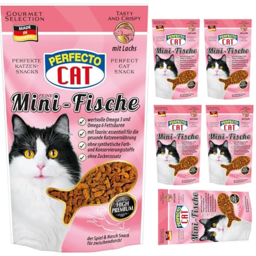 Perfecto Cat Feine Mini-Fische mit Lachs Snackfutter für Haustiere Katzen 50 Gramm X 6 STÜCK Perfecto Cat Feine Mini-Fische mit Lachs Snackfutter für Haustiere Katzen 50 Gramm X 6 STÜCK von Pufai