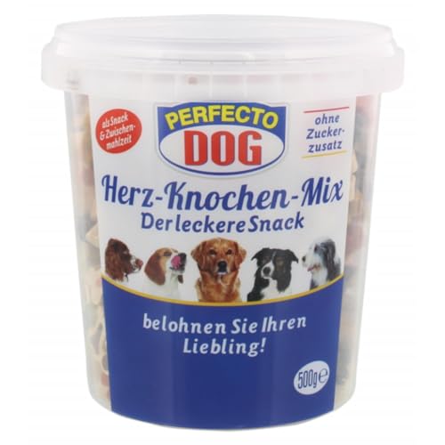 Perfecto Dog Herz-Knochen-Mix Snackfutter für Hunde 500 Gramm von Pufai