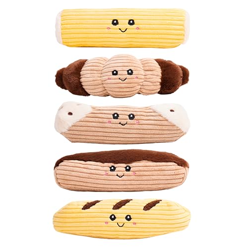 Puffy Crew Quietschendes Hundespielzeug, Bakery Bite_Stick Collection, 20,3 cm, für kleine und mittelgroße Hunde (5 in 1, klein) von Puffy Crew
