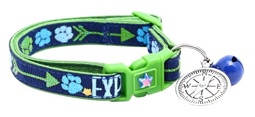Explore Katzenhalsband mit Anhänger und Glöckchen, Sicherheitshalsband, verstellbar, Größe L oder Kätzchenhalsband, Marineblau, Größe S (4,5 kg und weniger)) von Pugs to Persians