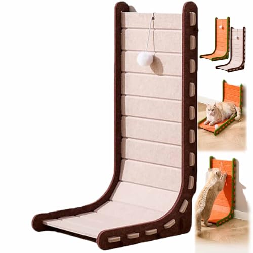 Mellowkin Kratzbaum Filz, 2025 Vertikaler Kratzbaum aus Filz, 3-in-1-Rampe, Dreieckiges vertikales Kratzbrett aus, L-förmige Kratzpads, langlebig, leicht zu reinigen und sauber (Beige) von Pukmqu