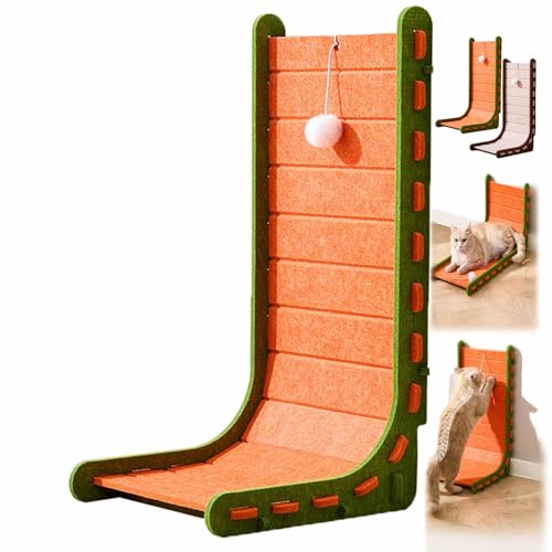 Mellowkin Kratzbaum Filz, 2025 Vertikaler Kratzbaum aus Filz, 3-in-1-Rampe, Dreieckiges vertikales Kratzbrett aus, L-förmige Kratzpads, langlebig, leicht zu reinigen und sauber (Yellow) von Pukmqu
