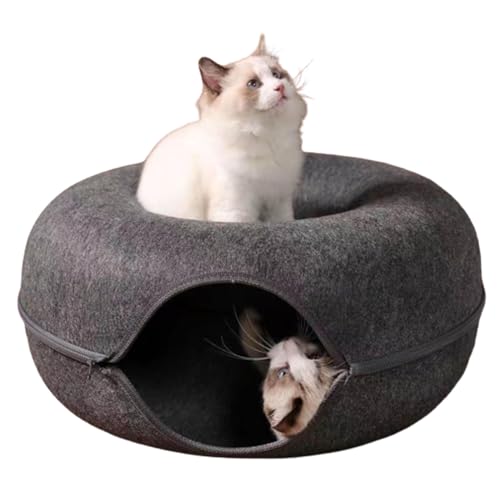 Meowmaze Cat Bed, Meow Maze Tunnel Bed, Meowmaze Bed, Cat Tunnel Bed, Cat Cave Bed,Peekaboo Beds for Indoor Cats, Donut Pet Cats Tunnel Interactive Play Toy Cat Bed (Dark Grey) von Pukmqu