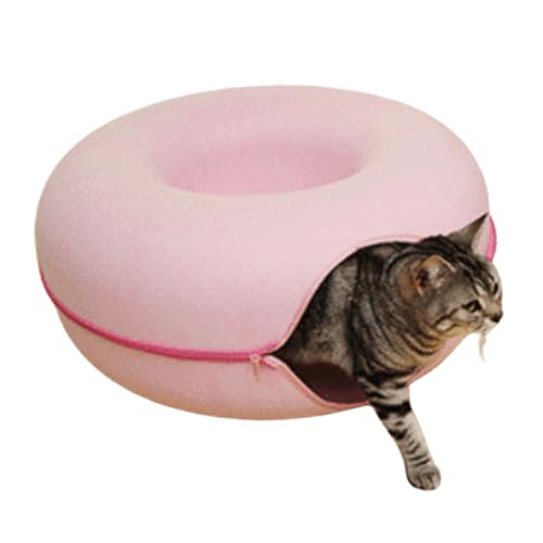 Meowmaze Cat Bed, Meow Maze Tunnel Bed, Meowmaze Bed, Cat Tunnel Bed, Cat Cave Bed,Peekaboo Beds for Indoor Cats, Donut Pet Cats Tunnel Interactive Play Toy Cat Bed (Pink) von Pukmqu