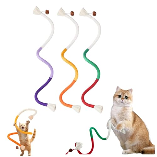 Pukmqu Celery Pets Cat Chew Rope, Cotton Chew Rope Toys for Cats, Catnip-Infused Organic Cotton 𝐂𝐡𝐞𝐰 𝐑𝐨𝐩𝐞 Toys 𝐟𝐨𝐫 Cats, for All Breeds 28 Inches String (3PCS-A) von Pukmqu