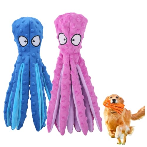Pukmqu Whiskerspot Octopus Dog Toy, Whiskerspot Octopus Toy, No Stuffing Crinkle Interactive Chew 𝐓𝐨𝐲, for Puppy Teething, Small to Large Dogs (2PCS-3) von Pukmqu
