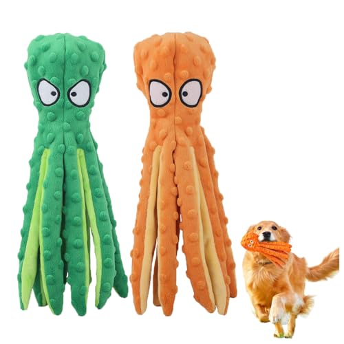 Pukmqu Whiskerspot Octopus Dog Toy, Whiskerspot Octopus Toy, No Stuffing Crinkle Interactive Chew 𝐓𝐨𝐲, for Puppy Teething, Small to Large Dogs (2PCS-4) von Pukmqu