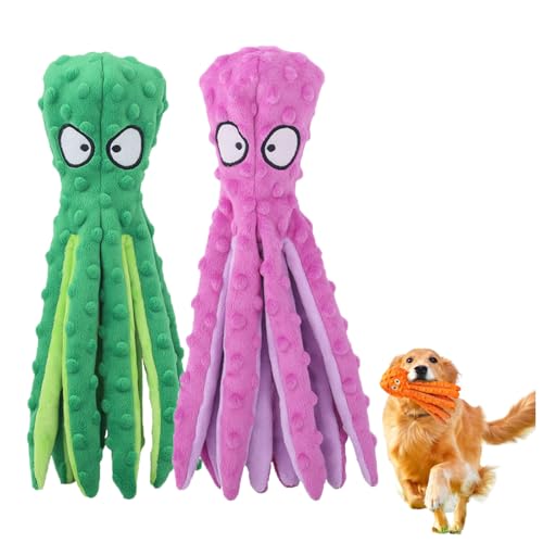 Pukmqu Whiskerspot Octopus Dog Toy, Whiskerspot Octopus Toy, No Stuffing Crinkle Interactive Chew 𝐓𝐨𝐲, for Puppy Teething, Small to Large Dogs (2PCS-5) von Pukmqu