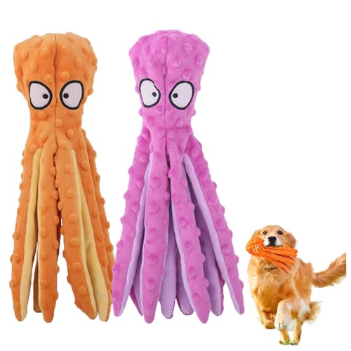 Pukmqu Whiskerspot Octopus Dog Toy, Whiskerspot Octopus Toy, No Stuffing Crinkle Interactive Chew 𝐓𝐨𝐲, for Puppy Teething, Small to Large Dogs (2PCS-6) von Pukmqu