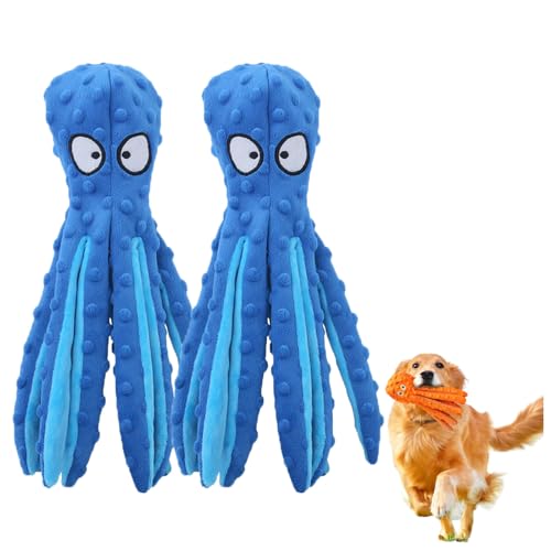 Pukmqu Whiskerspot Octopus Dog Toy, Whiskerspot Octopus Toy, No Stuffing Crinkle Interactive Chew 𝐓𝐨𝐲, for Puppy Teething, Small to Large Dogs (Blue*2) von Pukmqu