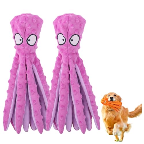 Whiskerspot Octopus Dog Toy, Whiskerspot Octopus Toy, No Stuffing Crinkle Interactive Chew 𝐓𝐨𝐲, for Puppy Teething, Small to Large Dogs (Purple*2) von Pukmqu