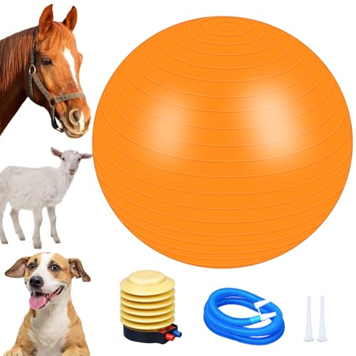PullCrease Herding Ball aus PVC, großer Ball mit Pumpe, riesiges Übungsspielzeug für Pferde, Hunde, Ziegen, Lamm, Outdoor-Unterhaltung, 75 cm, Orange von PullCrease