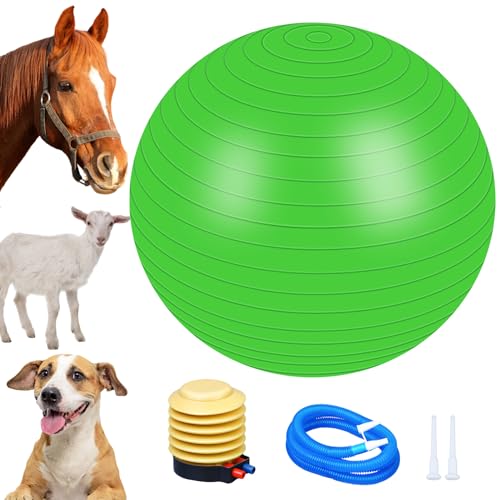 PullCrease Herding Ball mit Pumpe, 75 cm, Anti-Burst, PVC, großes Spielzeug mit Inflatorpumpe, riesiges Übungstrainingsspielzeug für Pferde, Hunde, Ziegen, Lamm, Outdoor-Unterhaltung, Spielen (grün) von PullCrease