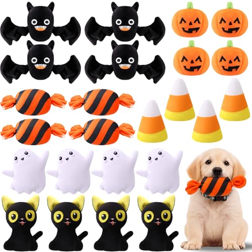PullCrease Quietschspielzeug für Halloween, Kürbis, Plüschtiere für Welpen, interaktives Zahnen, Kauen für kleine, mittelgroße und große Haustiere, Halloween-Kostüm-Zubehör, 24 Stück PullCrease Quietschspielzeug für Halloween, Kürbis, Plüschtiere für Welpen, interaktives Zahnen, Kauen für kleine, mittelgroße und große Haustiere, Halloween-Kostüm-Zubehör, 24 Stück von PullCrease
