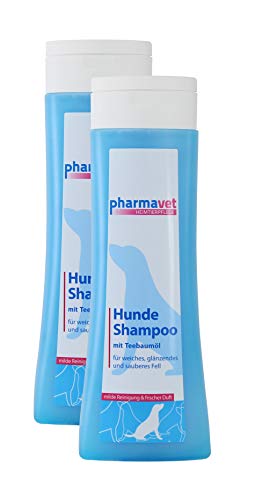 Pullach Hof 2 Stück Hundeshampoo mit Teebaumöl 600ml für weiches glänzendes sauberes Fell Hunde Shampoo Heimtierpflege milde Reinigung frischer Duft von Pullach Hof