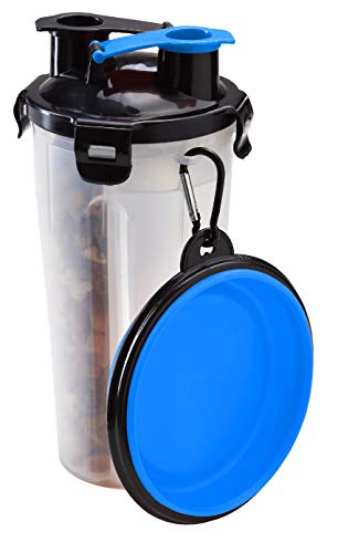 Hundenapf Reiseflasche Wassernapf Futter Wasser Transportbehälter 2in1 Fressnapf für Hunde Unterwegs von Pullach Hof