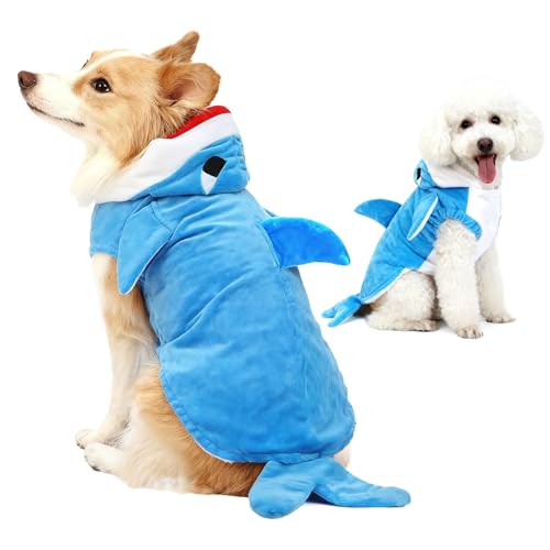 Hai-Hundekostüm, Cosplay, Tigerkleidung, Katzenmantel, Kapuzenpullover, Bekleidung für Hund und Katze (S) von Puluole