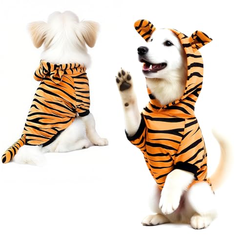 Puluole Halloween Hundekostüm - Haustier -Cosplay -Tigerkleidung, Katzenmantel -Hoodie -Outfits, Bekleidung für Hund und Katze(M) von Puluole