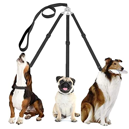 Leine für 3 Hunde, 3-𝒊𝒏-1 Welpenleine Hundeleine Leine, Hundeleine Nylon, Hundeleine Kleine Hunde, Koppelleine Hundeleine Flexi, 𝑽𝒆𝒓𝒔𝒕𝒆𝒍𝒍𝒃𝒂𝒓 53-88cm, für Kleine MittelgroßE Hunde Katzen von Pummny