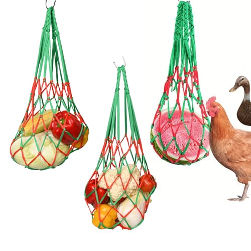 Pumwoy 3 Stück Hühner Futternetz zum Aufhängen, Fütterungs Netzbeutel, Hähnchen Futterautomat, Geflügel-Futternetzbeutel, Hühnerspielzeug Hühner Zubehör, für Hühner, Enten, Gänse Pumwoy 3 Stück Hühner Futternetz zum Aufhängen, Fütterungs Netzbeutel, Hähnchen Futterautomat, Geflügel-Futternetzbeutel, Hühnerspielzeug Hühner Zubehör, für Hühner, Enten, Gänse von Pumwoy