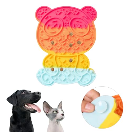 Pumwoy Leckmatte für Hunde und Katzen, Langsames Füttern Leckmatte, Silikon Leckmatte Bad Lick Pad, Licky Mat Licky Mat für Angstlinderung und langsames Fütterungstraining, Pet Slow Feeder (02) von Pumwoy