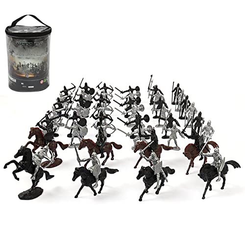 Puooifrty 52 Teile/Beutel Mittelalterliche Kriegspferd Modell Römische Mittelalterliche Modell Spielzeug von Puooifrty