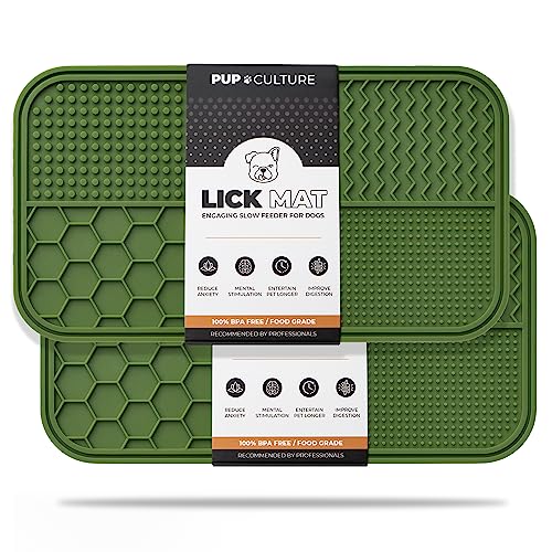 Pup Culture Dog Lick Mat for Dogs (2 Pack), Feeding Pad for Anxious Pets Plus 4 Different Puzzles for Mental Stimulation for Dogs - Supports Mental, Dental, and Digestive Health - Heavy Duty von Pup Culture