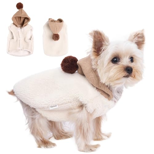 PupCorner Winter-Kapuzenpullover für kleine Hunde, Doppel-Fleece, niedlich, warm, ärmellos, Schnalle, Pullover für Teetasse, Chihuahua, Yorkshire, Mantel für kleine, mittelgroße Hunde und Katzen PupCorner Winter-Kapuzenpullover für kleine Hunde, Doppel-Fleece, niedlich, warm, ärmellos, Schnalle, Pullover für Teetasse, Chihuahua, Yorkshire, Mantel für kleine, mittelgroße Hunde und Katzen von PupCorner