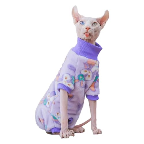 Sphynx Warmer Rollkragenpullover für Katzen, 4 Beine, dicke, weiche, doppelseitige Fleece-Kleidung für Katzen, Winter-Einteiler für Katzen und kleine Hunde, Pyjama für Katzen und Welpen, Violett (4 Sphynx Warmer Rollkragenpullover für Katzen, 4 Beine, dicke, weiche, doppelseitige Fleece-Kleidung für Katzen, Winter-Einteiler für Katzen und kleine Hunde, Pyjama für Katzen und Welpen, Violett (4 von PupCorner