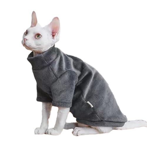 Sphynx Warmer Rollkragenpullover für Katzen, dick, weich, haarlos, Fleece-Kleidung, zweibeiniger Winter-Einteiler für Katzen und kleine Hunde, warmer Outfit, Mantel für Katzen und Welpen, Grau, XXL Sphynx Warmer Rollkragenpullover für Katzen, dick, weich, haarlos, Fleece-Kleidung, zweibeiniger Winter-Einteiler für Katzen und kleine Hunde, warmer Outfit, Mantel für Katzen und Welpen, Grau, XXL von PupCorner