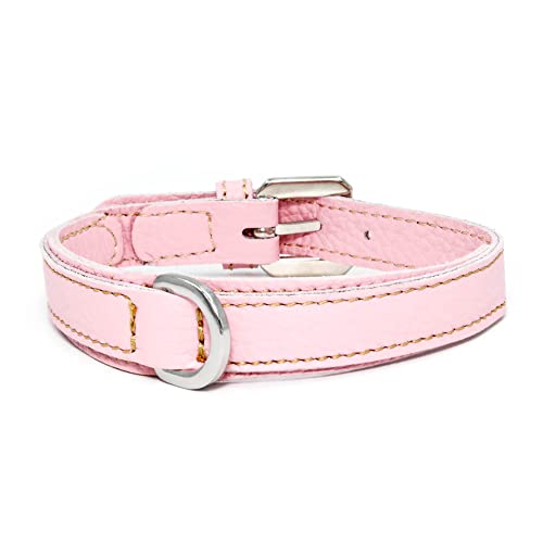 PUPAKIOTTI Basic Collar | Hundehalsband aus echtem Leder Handgemacht in Italien | Hundehalsband in verschiedenen Größen und Farben erhältlich (L, Pink Baby) von Pupakiotti
