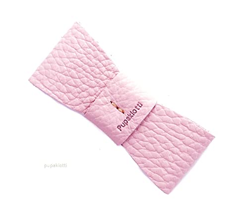PUPAKIOTTI Basic Dog Papillon | Hundeschleife aus echtem Leder | Universal Papillon Anwendbar auf alle Halsbänder, Geschirre und Leinen (Baby Pink) von Pupakiotti