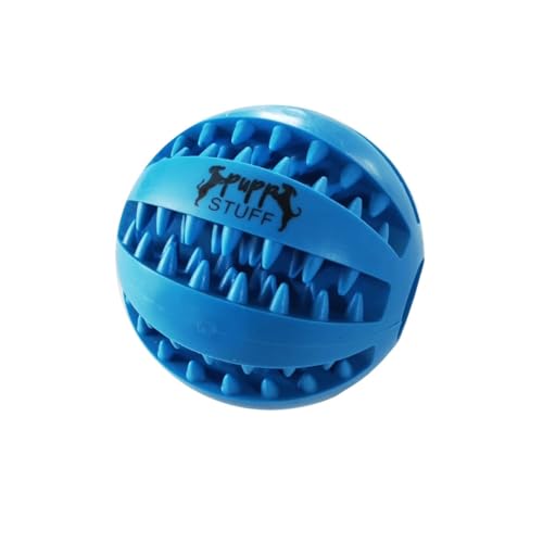 Pupp Stuff 2-in-1-Hundespielzeug, Blau, 7,6 cm, langlebiger Kauball für aggressive Kauer, ungiftiger Naturkautschuk, Zahnreinigungshilfe, Snack-Füllspaß, Angst- und Stressabbau, für alle Hundegrößen von Pupp Stuff