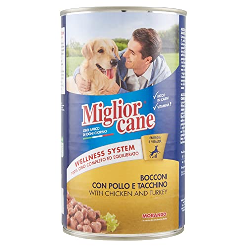 Migliorcane Chunks Nassfutter für Hunde (100% Made in Italy, Hauptzutat: Huhn/Truthahn, Hundefutter nass, hochwertiger Hundesnack, Portionsgröße: 1250 g) von Puppia