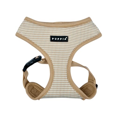 Puppia Amatus Hundegeschirr A (über den Kopf), modisches Hahnentrittmuster, Frühling Sommer Geschirr für kleine und mittelgroße Hunde, Beige, Groß von Puppia