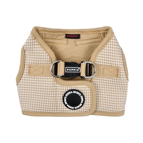 Puppia Amatus Hundegeschirr B (Step-in), modisches Hahnentrittmuster, Frühling und Sommer, Geschirr für kleine und mittelgroße Hunde, Beige, Größe S von Puppia