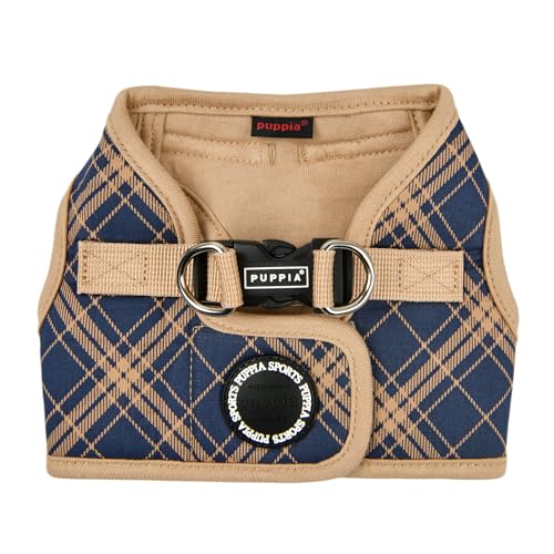 Puppia Corwin Hundegeschirr B (Step-in), modisches Karomuster, Frühling und Sommer, Geschirr für kleine und mittelgroße Hunde, Marineblau, X-Large von Puppia