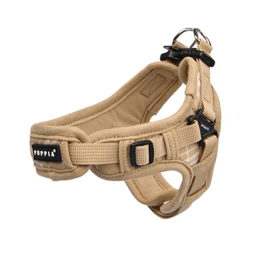 Puppia Corwin Hundegeschirr X, modisches Karomuster, Frühling Sommer Geschirr für kleine und mittelgroße Hunde, Beige, Small von Puppia