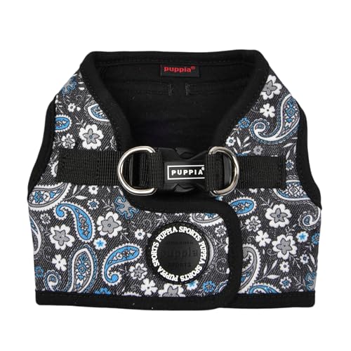 Puppia Cynthia Hundegeschirr B(Step-in), modisches Paisley-Muster, Frühling und Sommer, Geschirr für kleine und mittelgroße Hunde, Schwarz, Medium von Puppia