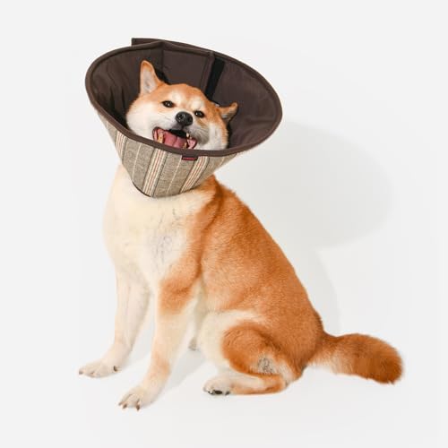 Puppia Dandy Kegelhalsband für Hunde nach Operationen, modisch, bequem, Haustier-Genesungshalsband, elisabethanisches Hundehalsband, Braun, Größe L von Puppia