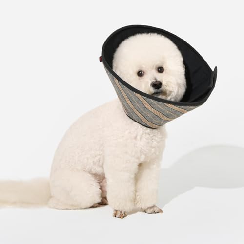 Puppia Dandy Kegelhalsband für Hunde nach Operationen, modisch, bequem, Haustier-Genesungshalsband, elisabethanisches Hundehalsband, Schwarz, Größe M von Puppia