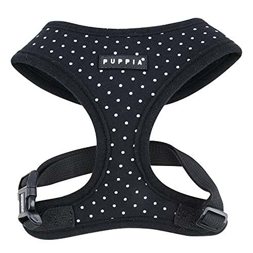 Puppia Dotty Hundegeschirr, Überkopf, kein Ziehen, kein Würgen, Training, verstellbar für kleine und mittelgroße Hunde, groß, Schwarz Puppia Dotty Hundegeschirr, Überkopf, kein Ziehen, kein Würgen, Training, verstellbar für kleine und mittelgroße Hunde, groß, Schwarz von Puppia