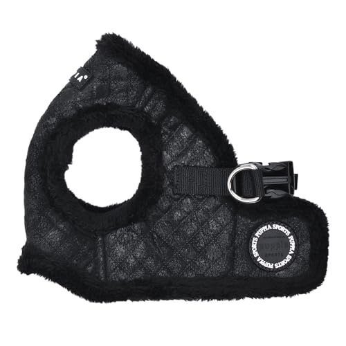 Puppia Douglas Hundegeschirr, Warm, Winter, Rautenmuster für kleine und mittelgroße Hunde, Schwarz, Größe XL von Puppia