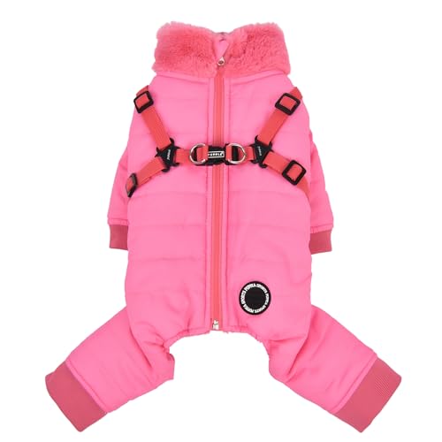 Puppia Everson Hunde-Overall für die Wintersaison, integriertes Geschirr für kleine und mittelgroße Hunde, Rosa, Größe M von Puppia